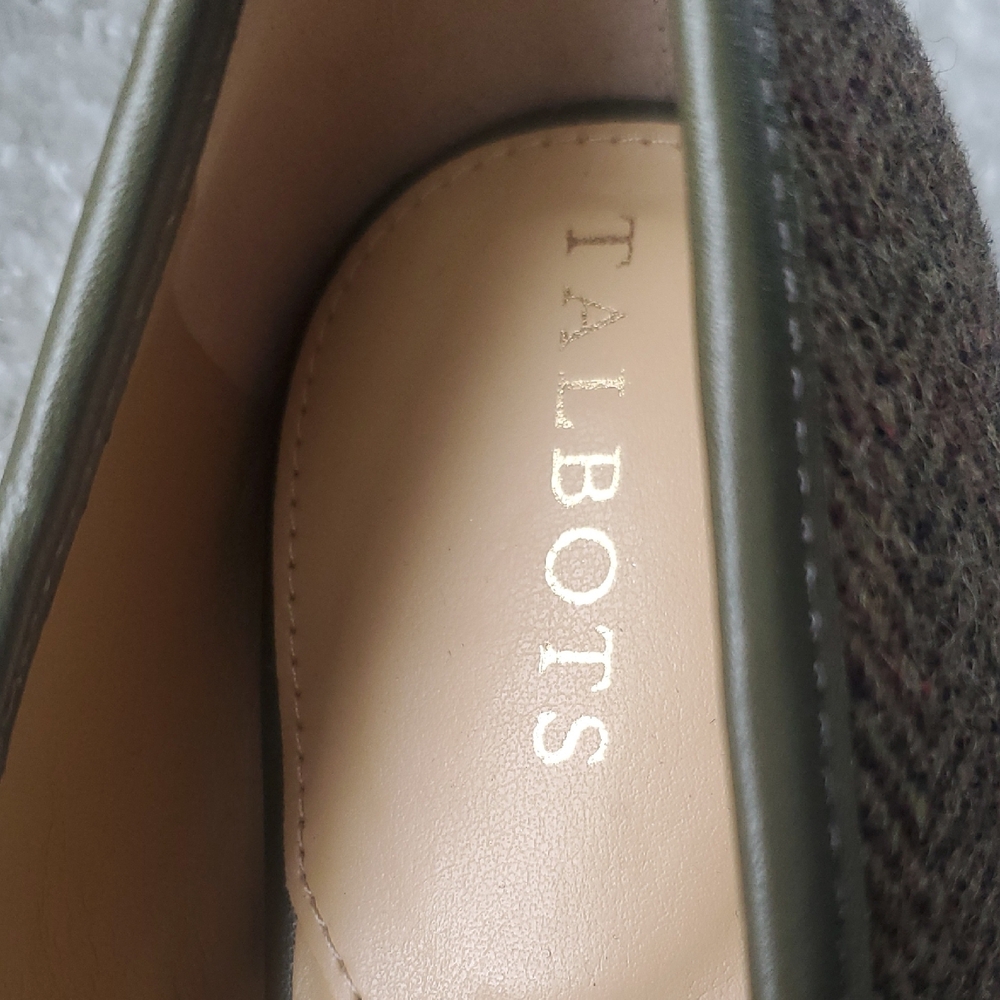 Talbots Olive Green Round Toe Tweed Ballet Flats 9M - Picture 4 of 10